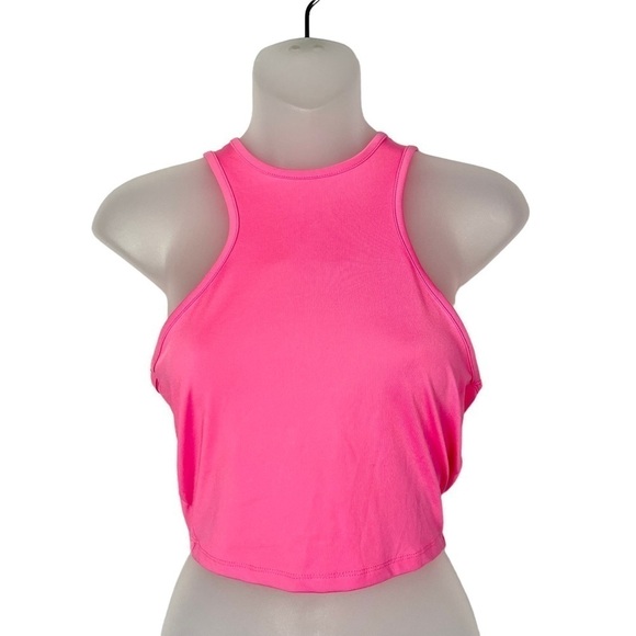 ASOS Hot Pink High Neck Racer Cropped Tank Top 6 - Picture 1 of 2